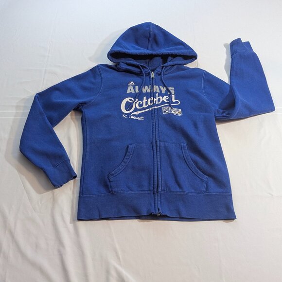 Majestic "Always October" Kansas City Royals Zippered Hoodie Size S Royal Blue - Picture 1 of 12